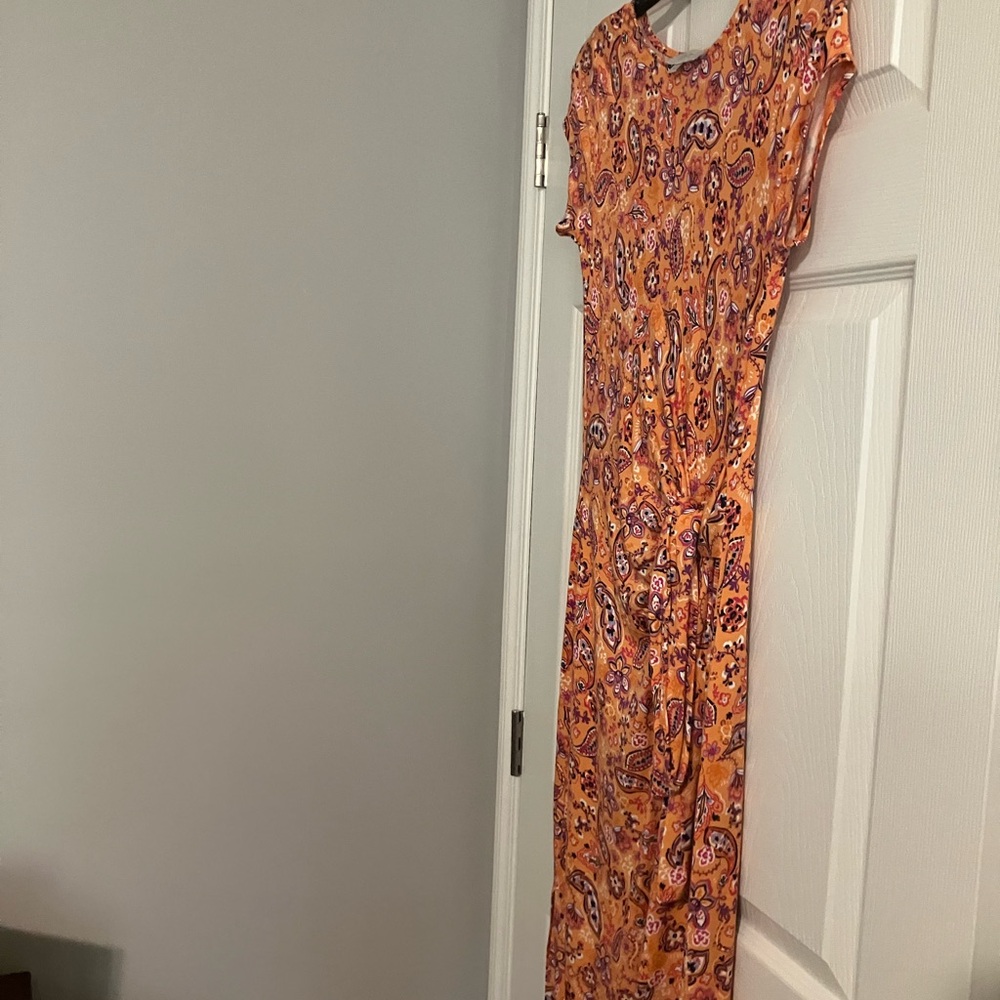 LOFT Orange Red Maxi Sundress